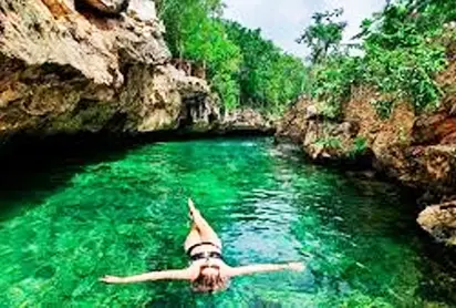 Swimming in Casa Tortuga cenotes